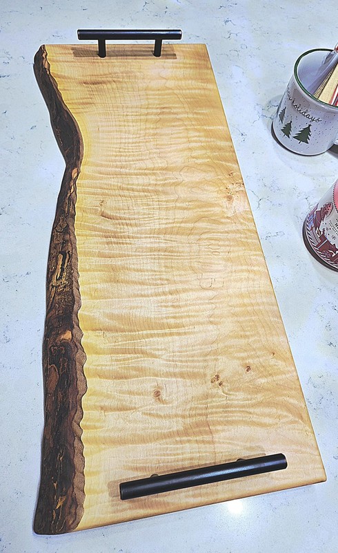 Handcrafted live edge curly maple board – charcuterie, cheese & serving tray gallery