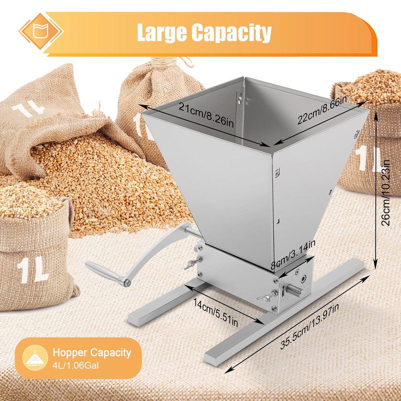2 Roller Grain Crusher Double Roller Malt Mill Home Brewing Wheat Barley Grinder gallery