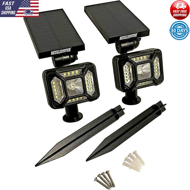 Solar-Powered Landscape Spotlight Set Cool White LED Night Illumination 2 Pack) gallery