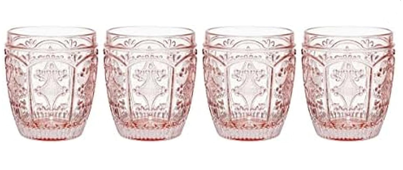 Fitz and Floyd Trestle Rocks Double Old Fashioned Set of 4 Drinking Glass Blush gallery