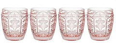 Fitz and Floyd Trestle Rocks Double Old Fashioned Set of 4 Drinking Glass Blush