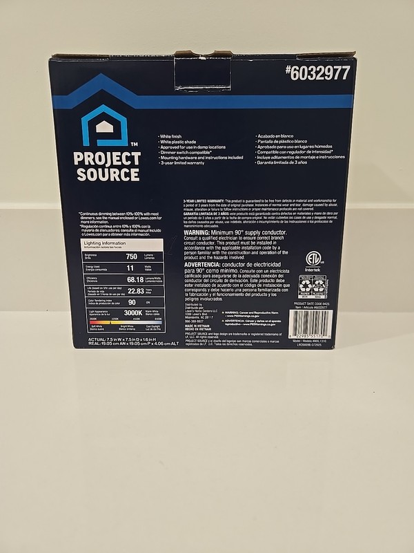Project Source 7.5-in LED 2 Pack Flushmount Light White Finish 750 Lumens gallery