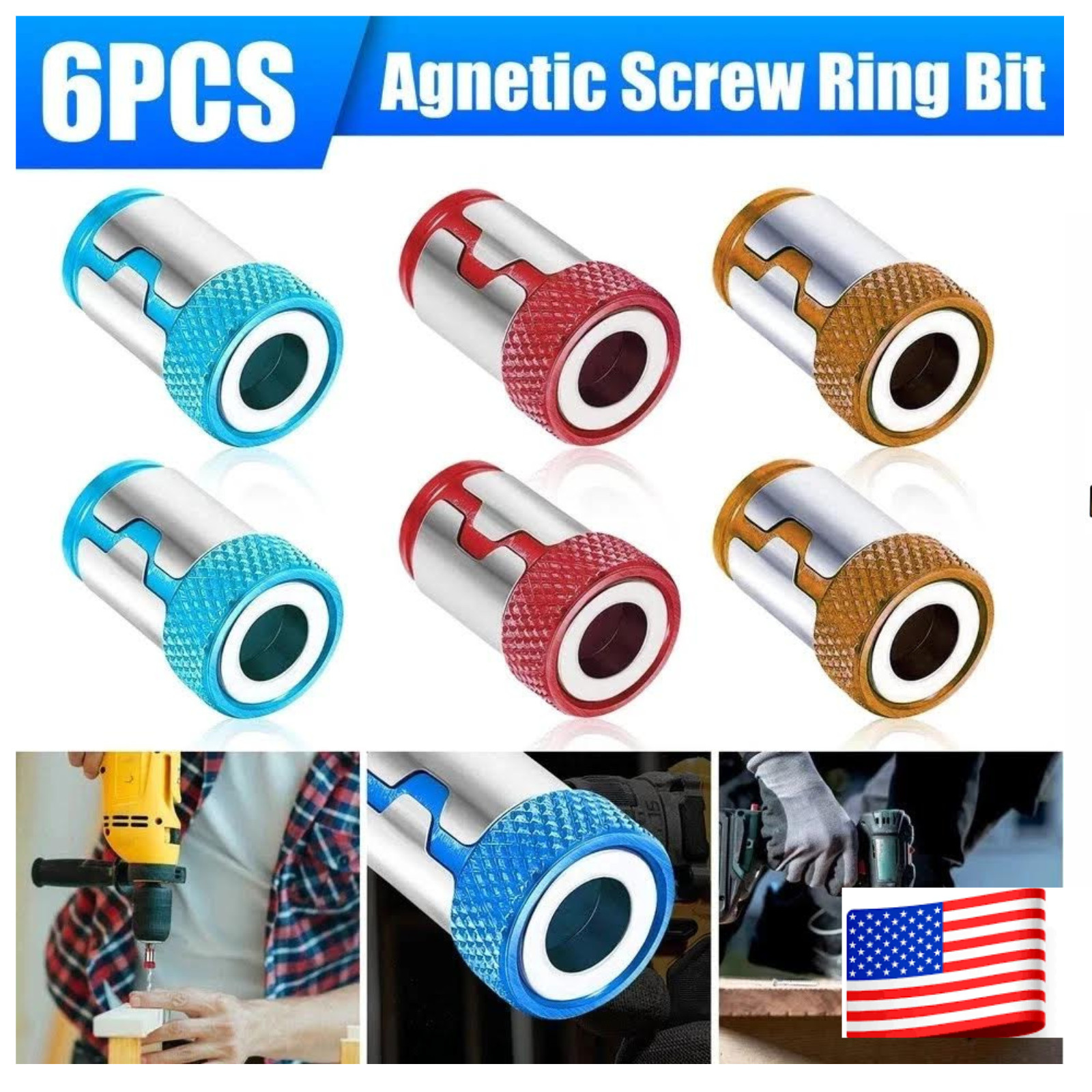 6 x Screwdriver Head Magnetic Ring Pivoting Bit Tip Screw Holder Magnetizer* gallery