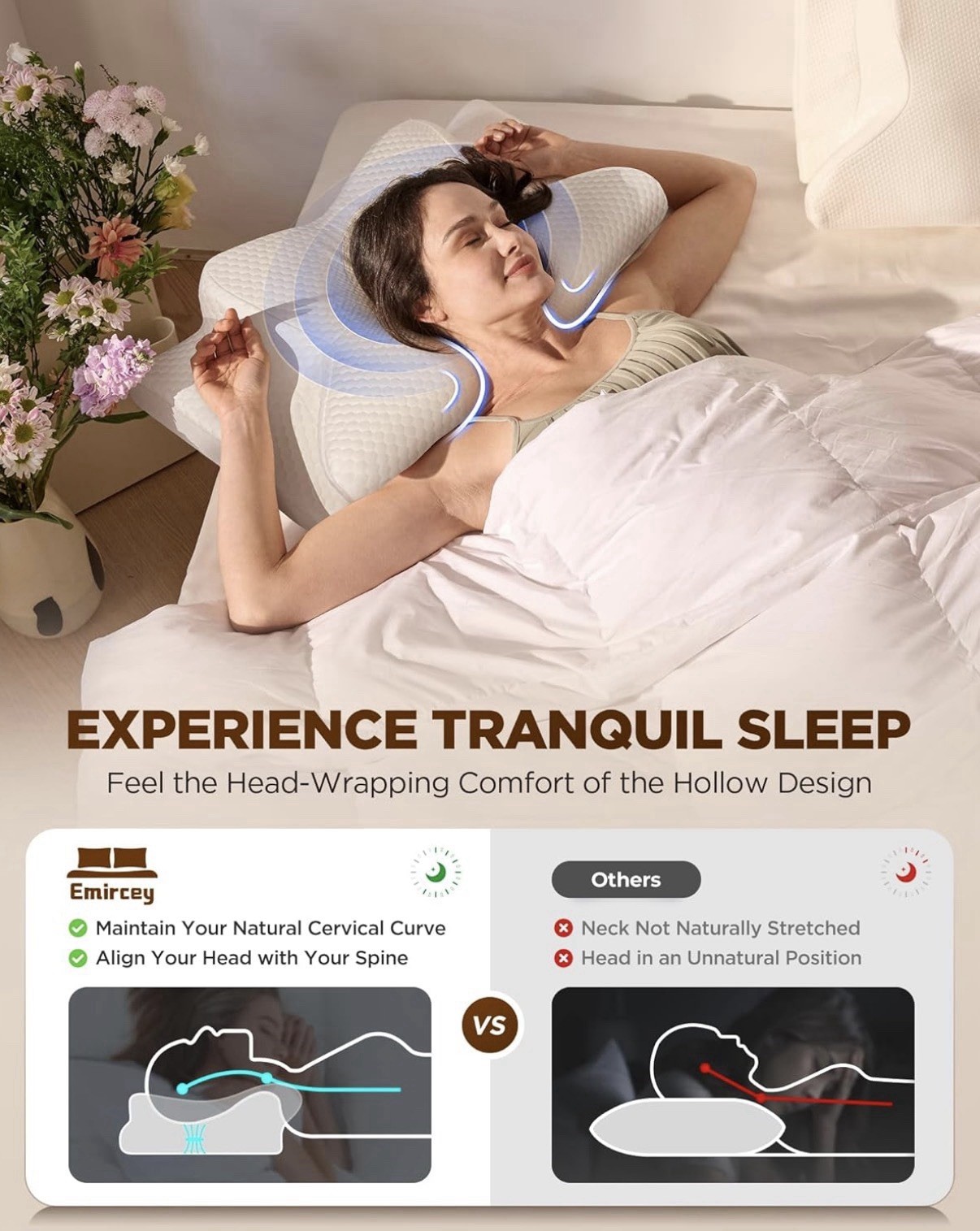 Emircey Dream Without Pain Cervical Neck Pillow For Sleeping, Orthopedic Pillow gallery