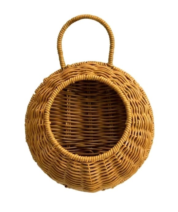 Cadancy Woven Wall Hanging Basket Half Round Rattan Planter with Handle... gallery