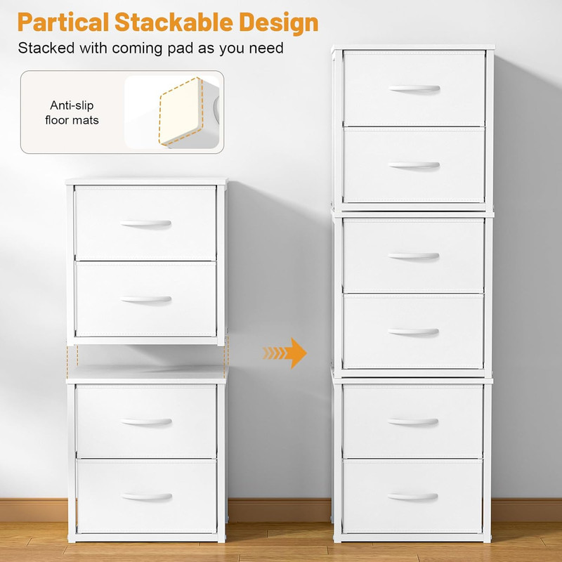 2-Pack Stackable Storage Drawers (4 Drawers Total), White Closet Organizer with gallery