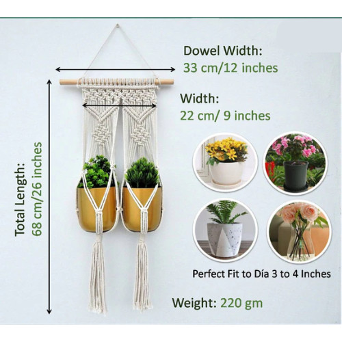 Macrame Plant Hanger Handmade Cotton Rope Hanging Planter for Outdoor gallery