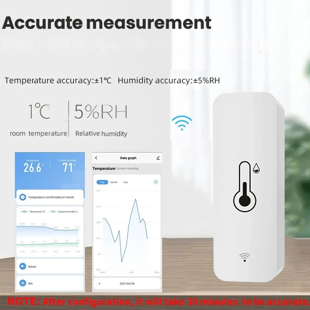 WiFi Wireless Humidity Temperature Detector Smart Home Monitoring Sensor gallery