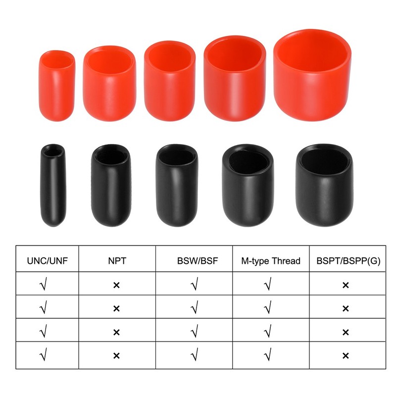 100pcs Screw Thread Protectors 6mm ID 15mm Length Round End Cap Cover Black gallery