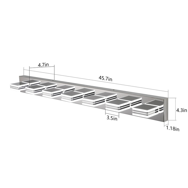 Chrome Dimmable LED Vanity Light 46 inch 7-Lights Wall Fixture Bathroom Mirror gallery