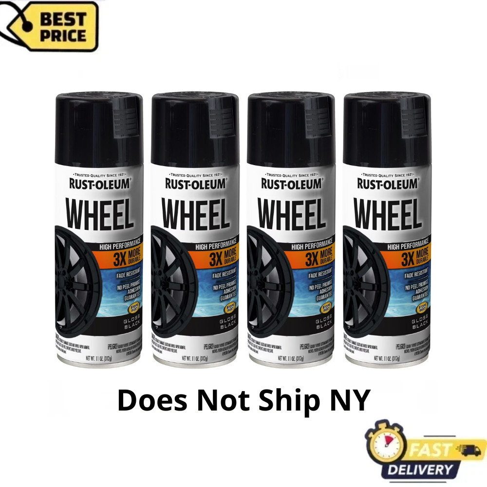 Rust-Oleum Black Wheel Spray Paint, 3X Gloss Automotive Rim Coating, 11oz 4 Pack gallery