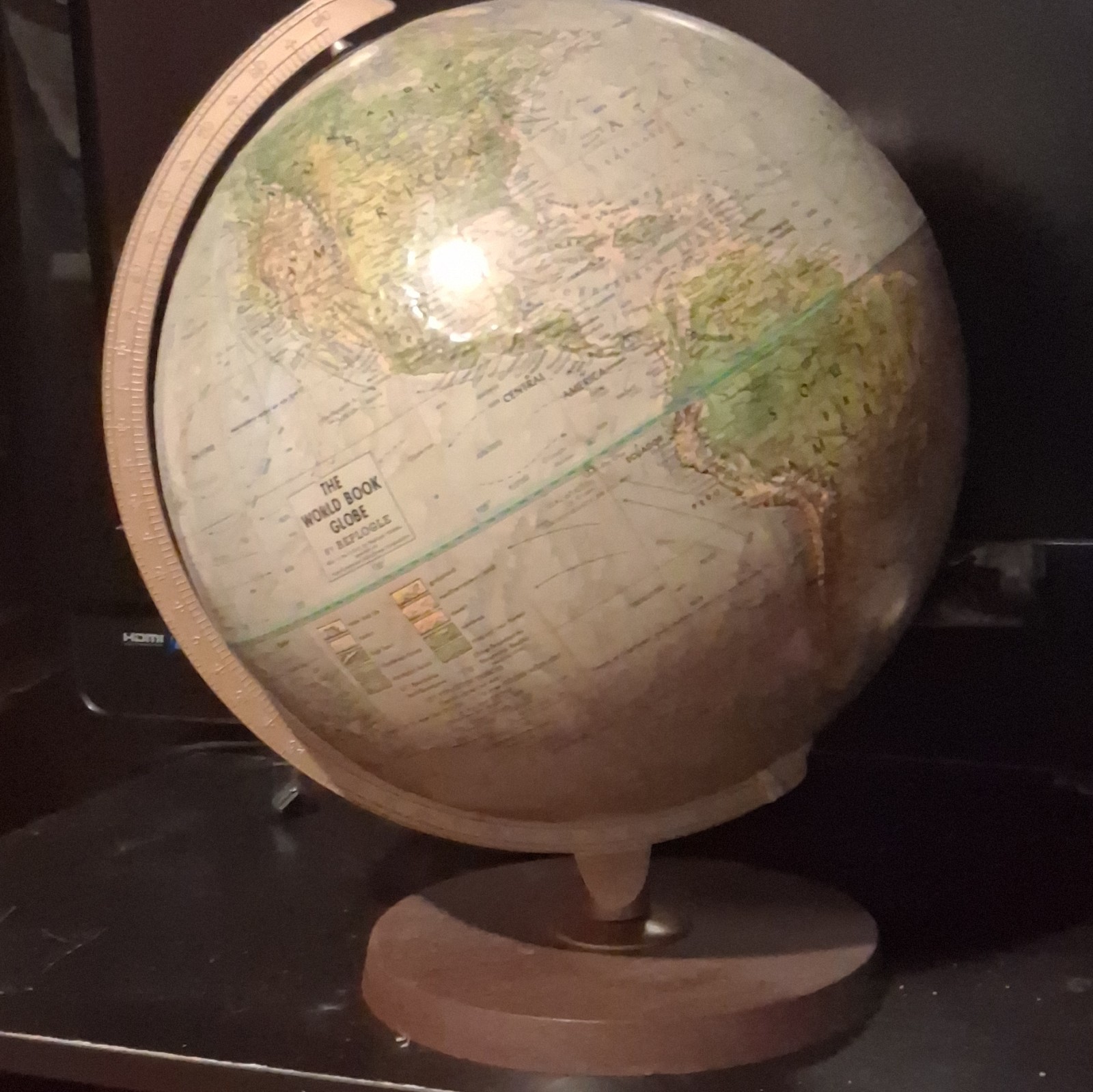 Tabletop World Globe Free Standing on Wood Base/Stand, Blue Green Beige gallery