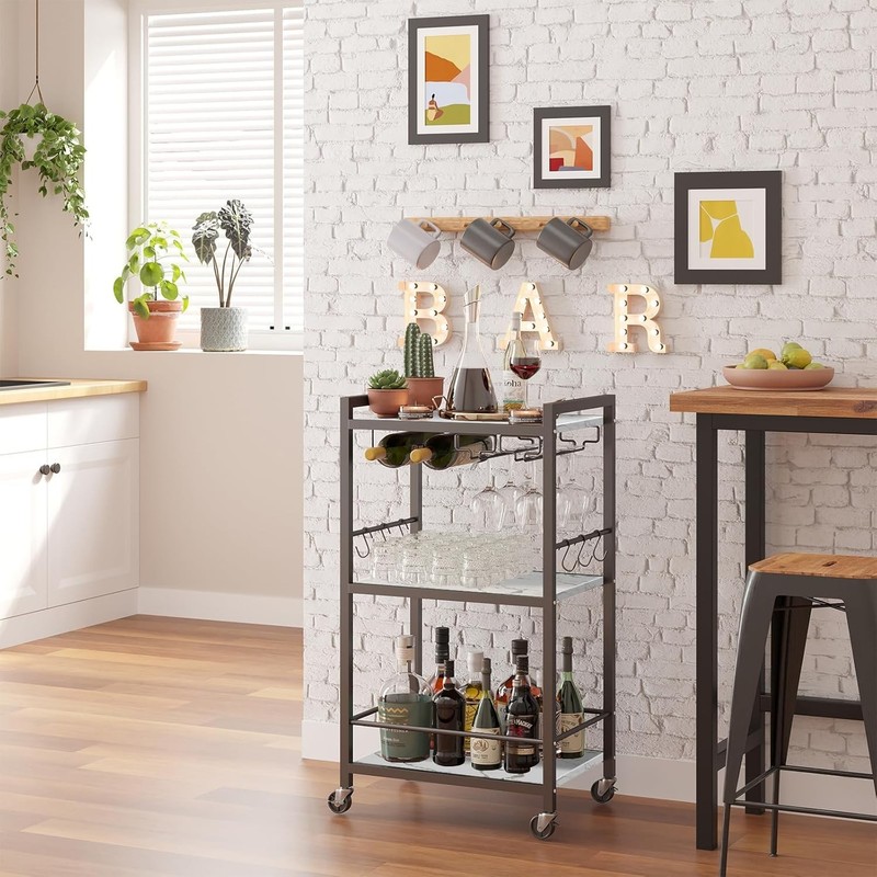 Modular Bar Cart with Easy Assembly & Wine Glass Storage – Modern Home Essential gallery