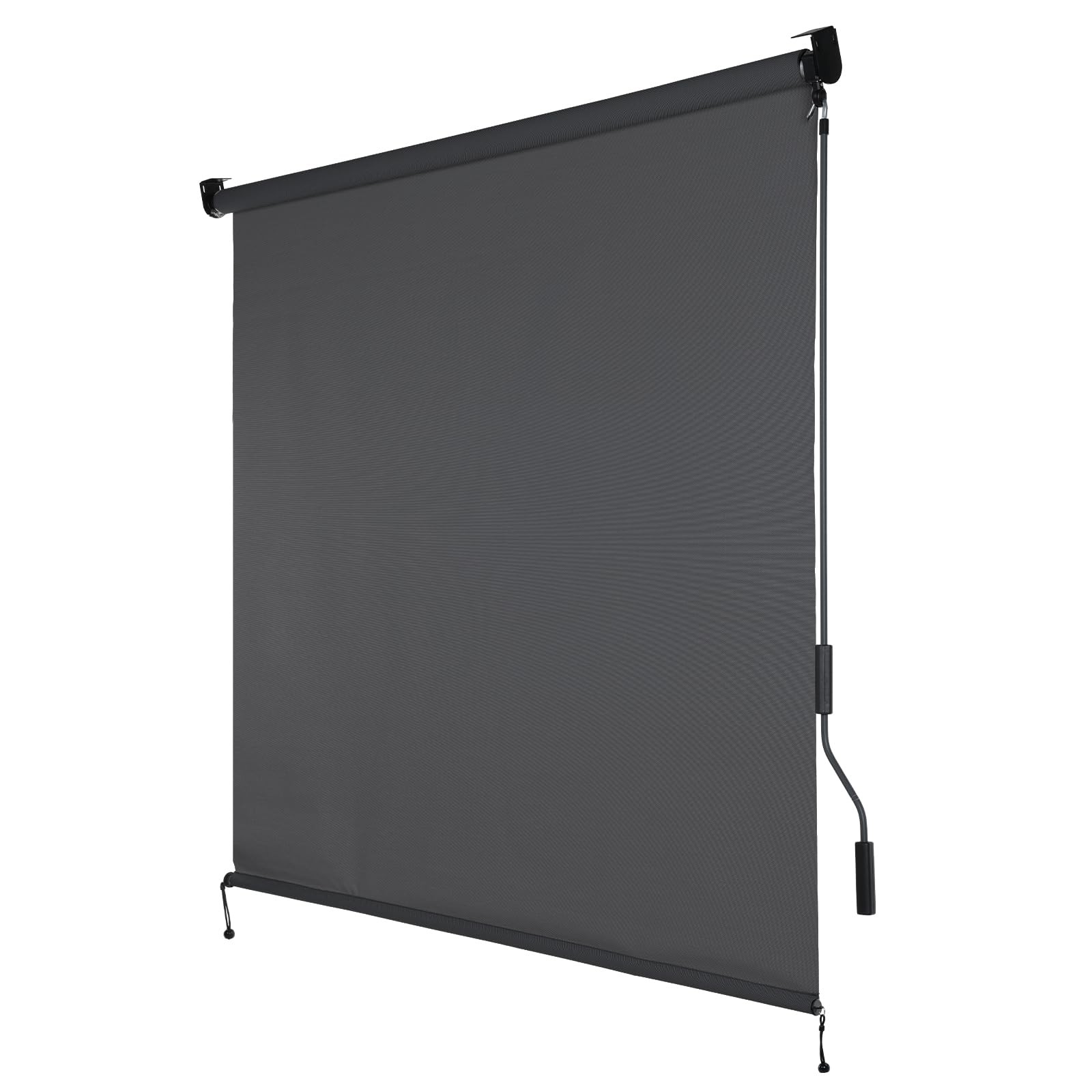 5% Openness Cordless Solar Fabric Roller Shade, 7'W x 8'H Sun Shade for Outdo... gallery