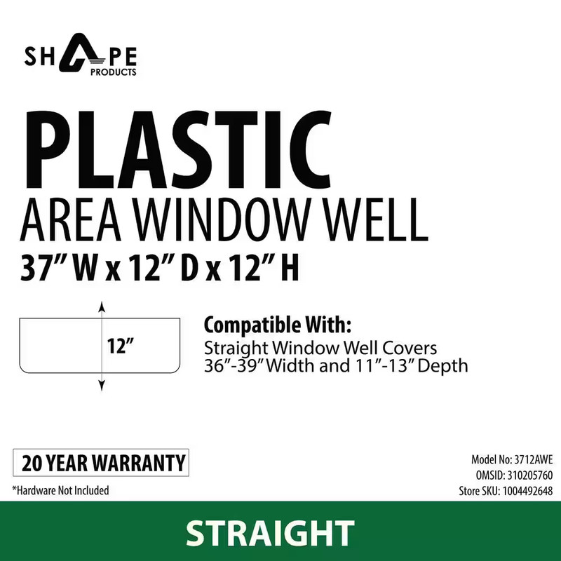 Window Well Area Straight Plastic Accessories 37 in. W x 12 in. D x 12 in. H New gallery