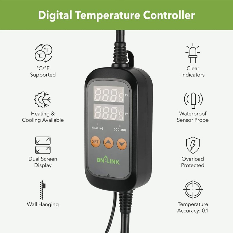 Digital Temperature Controller Heating Cooling Outlet Thermostat Plug -40-176°F gallery