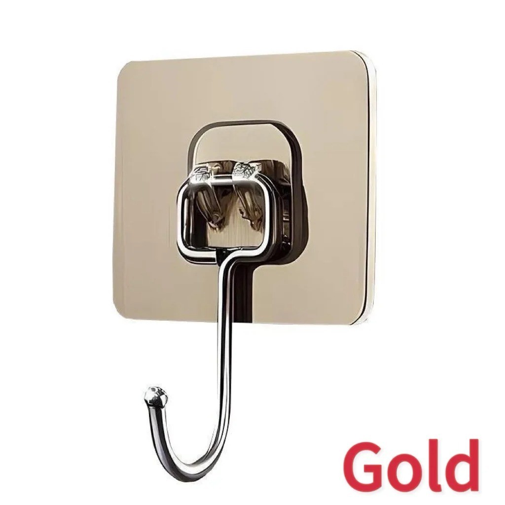 5 Pack Self Adhesive Hooks Heavy Duty Wall Hangers Gold Stick On Towel Robe Coat gallery