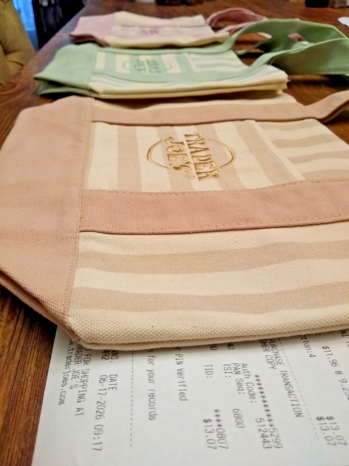 Trader Joe's Limited Striped Mini Canvas Tote Bag (2026) - GREEN/WHITE gallery