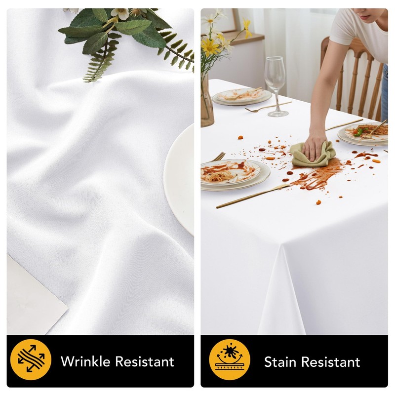 10-Pack White Tablecloths for Rectangle Tables, 60 x 102 Inches, Stain-Resist... gallery