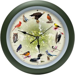 Limited Edition 20th Anniversary Singing Bird Wall Sound Clock, 13″, Green