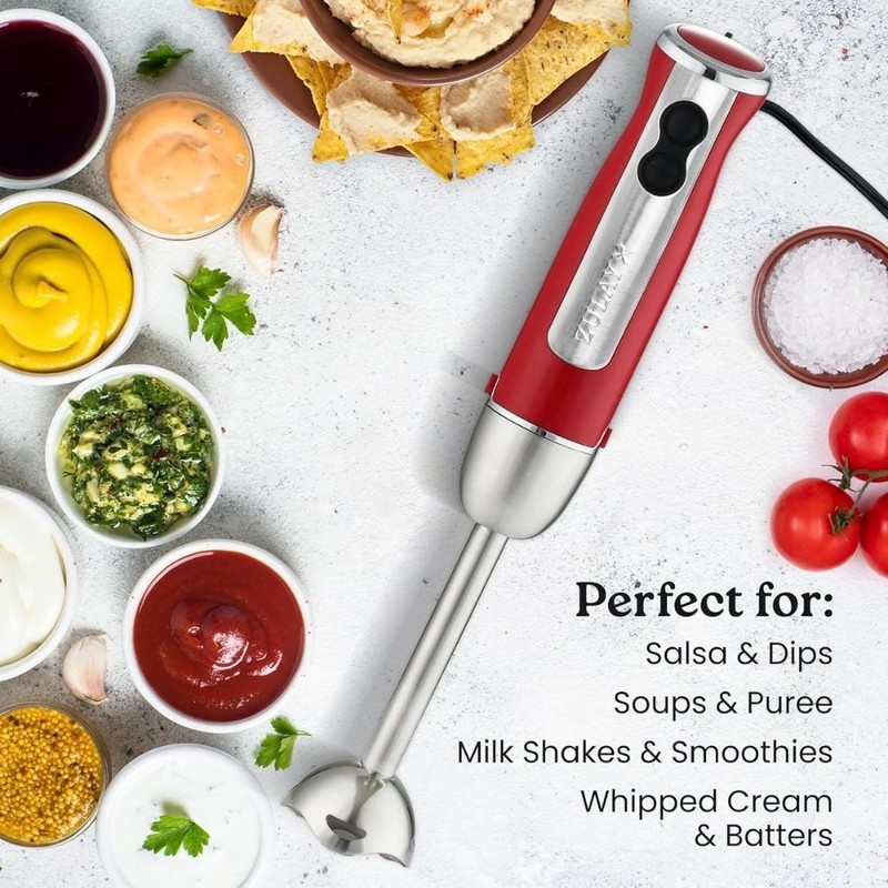 Zulay 800W Immersion Hand Blender – Turbo Stick Mixer, Stainless Blades gallery