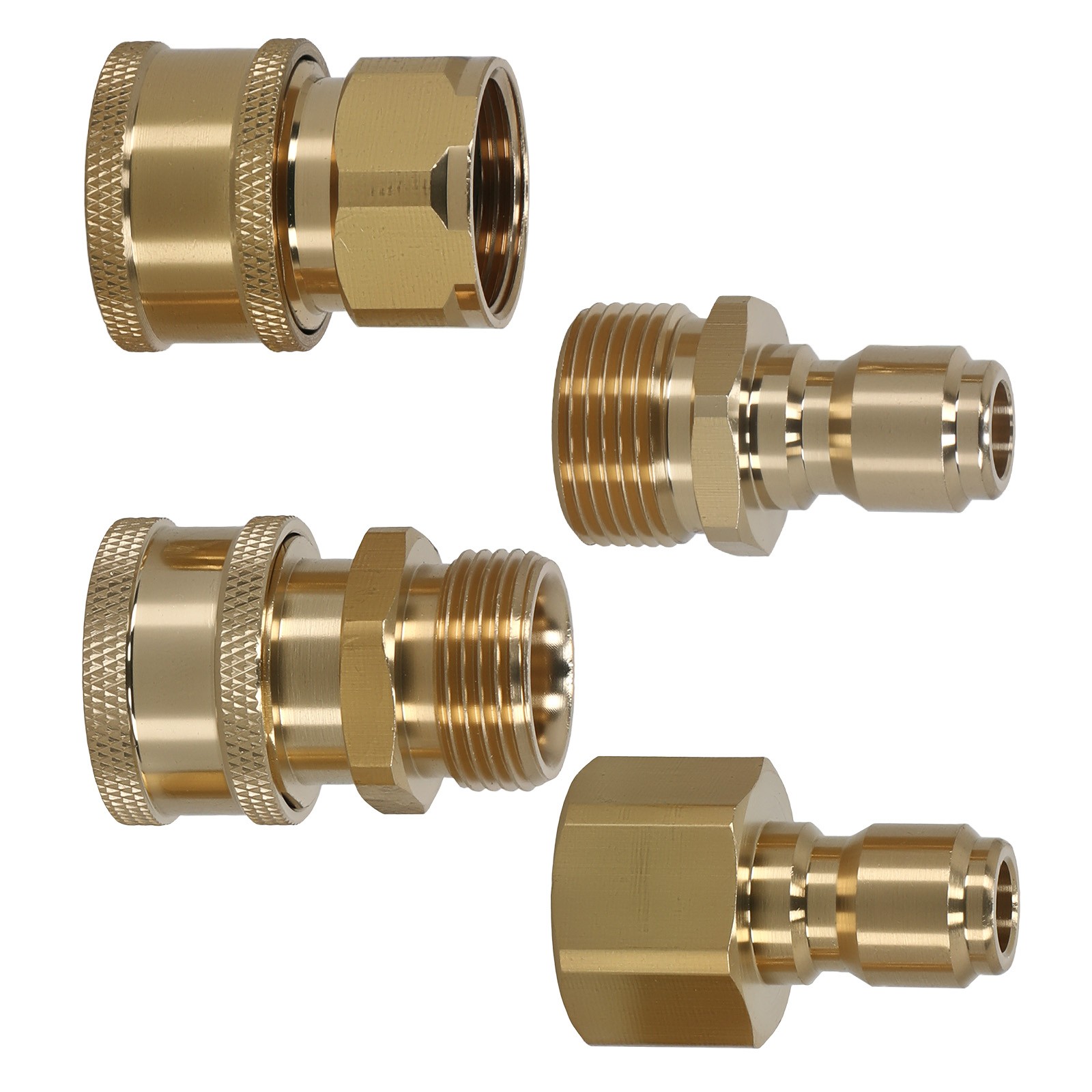 High Pressure Washer Adapter M22-15 Swivel to 3/8" QC Brass Connection Kit 4pc gallery