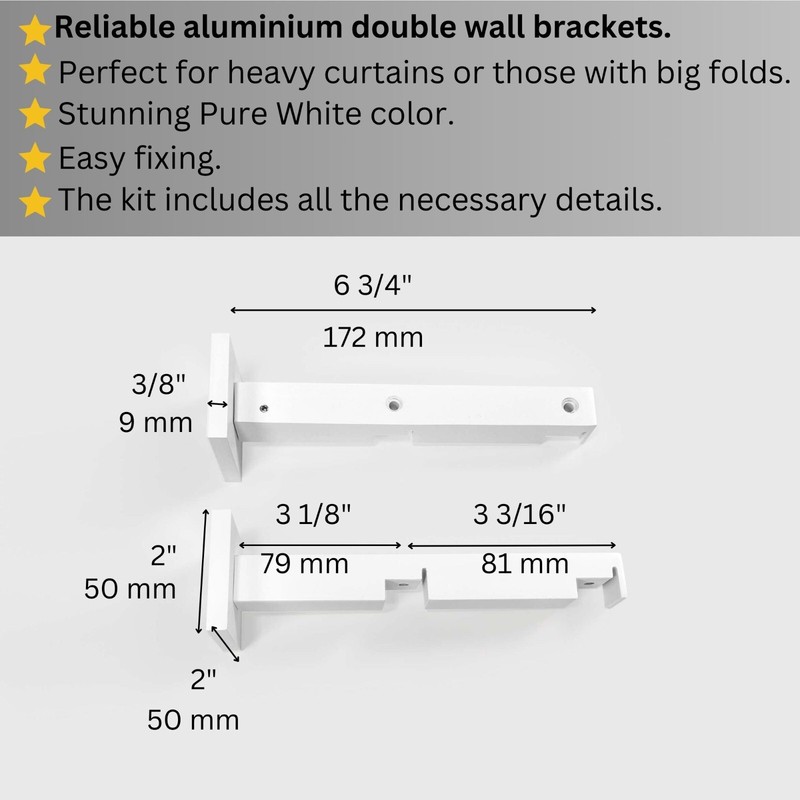 Premium White Double Curtain Rail - Heavy-Duty, Wall Mount, Extra Long, any size gallery