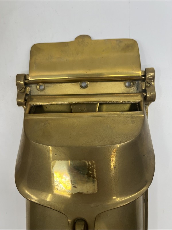 VTG Antique Solid Brass Mail Box Wall Mount Embossed RARE Unicorn Design 11x5 gallery