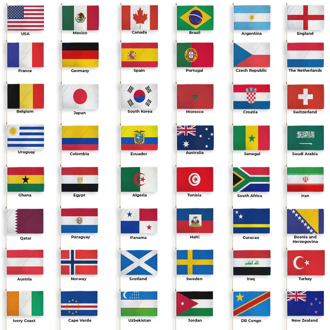 World Cup 2026 48 Country Flags Set 12x18in Stick Flags Soccer Team Collection gallery