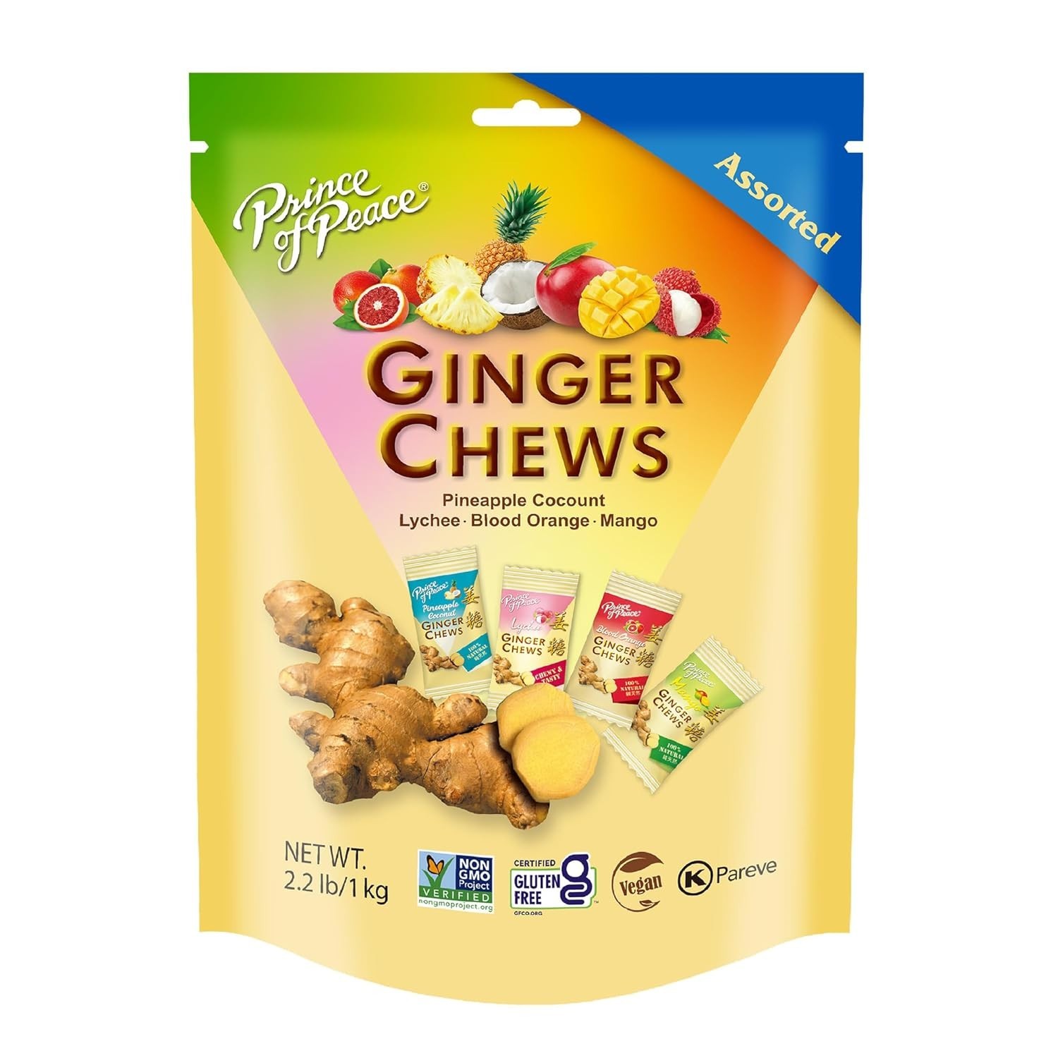 Ginger Chews Assorted Flavors, 2.2 Lb. (Mango, Blood Orange, Pineapple Coconut, gallery