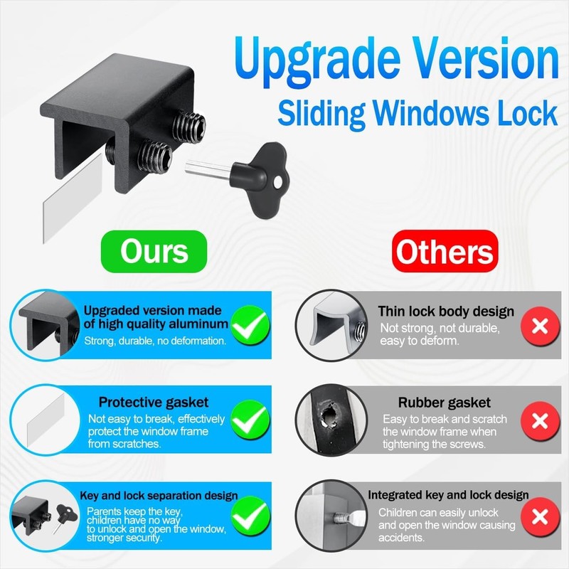 Sliding Window Locks 4 Pack with Key for Enhanced Home Security gallery