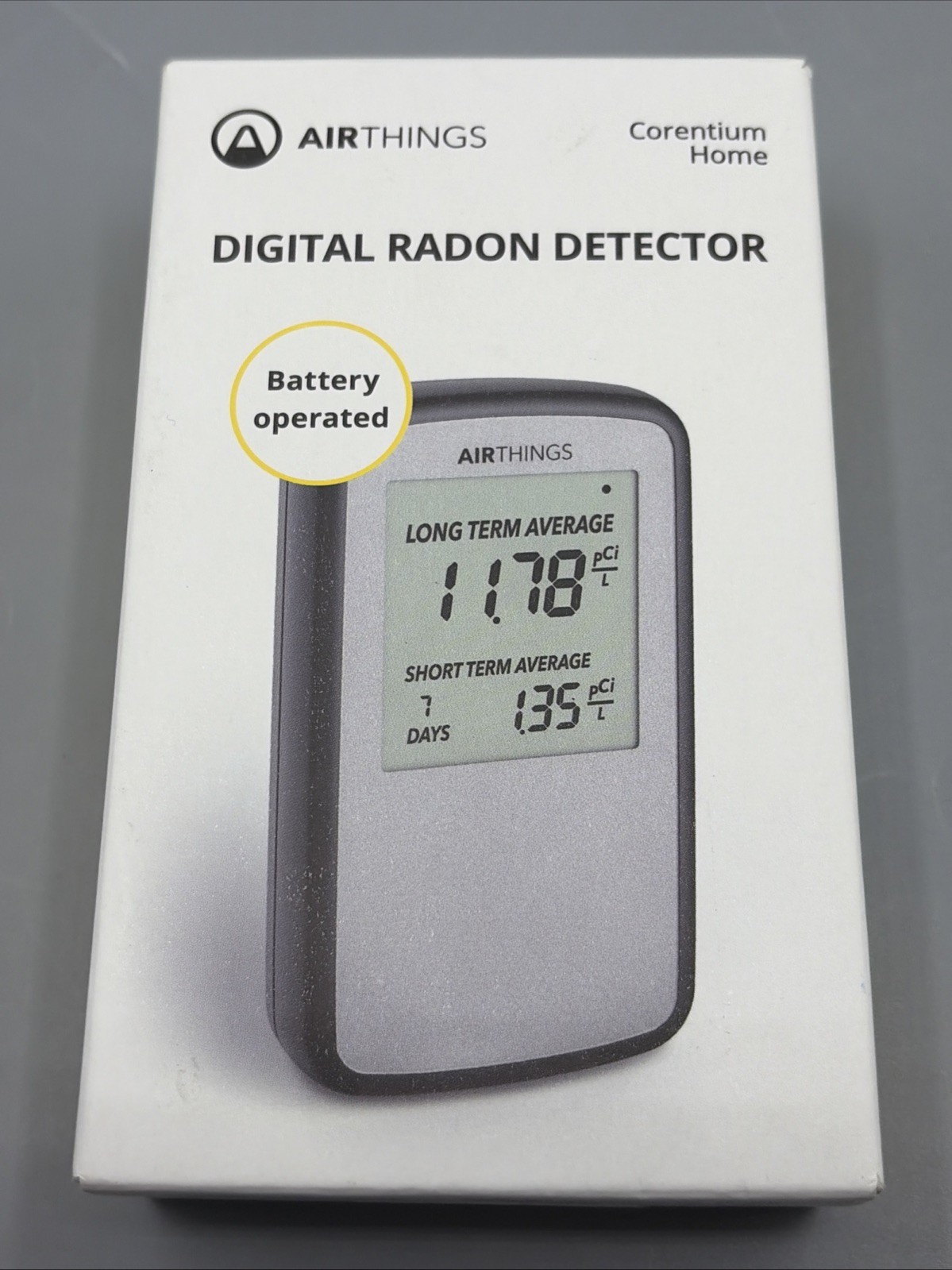 Airthings Corentium Home 223 Digital Radon Detector, Black/Gray, portable gallery