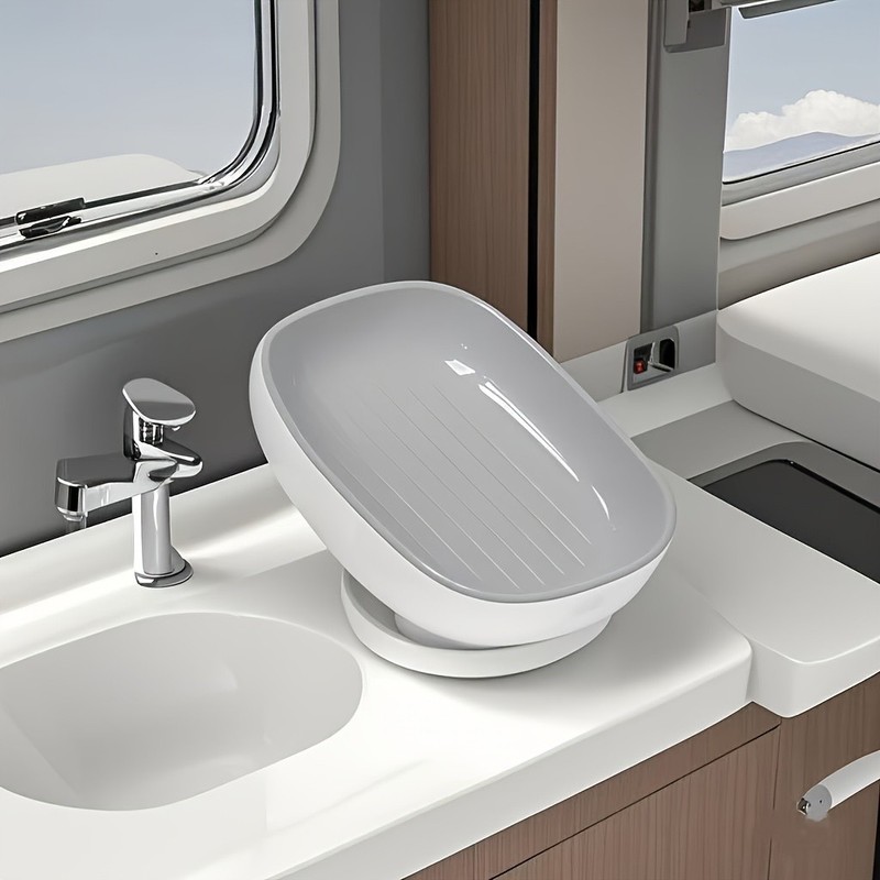 Luxury Adjustable Oval Wall-Mount Non-Slip Detachable Soap Dish Bathroom Tray gallery