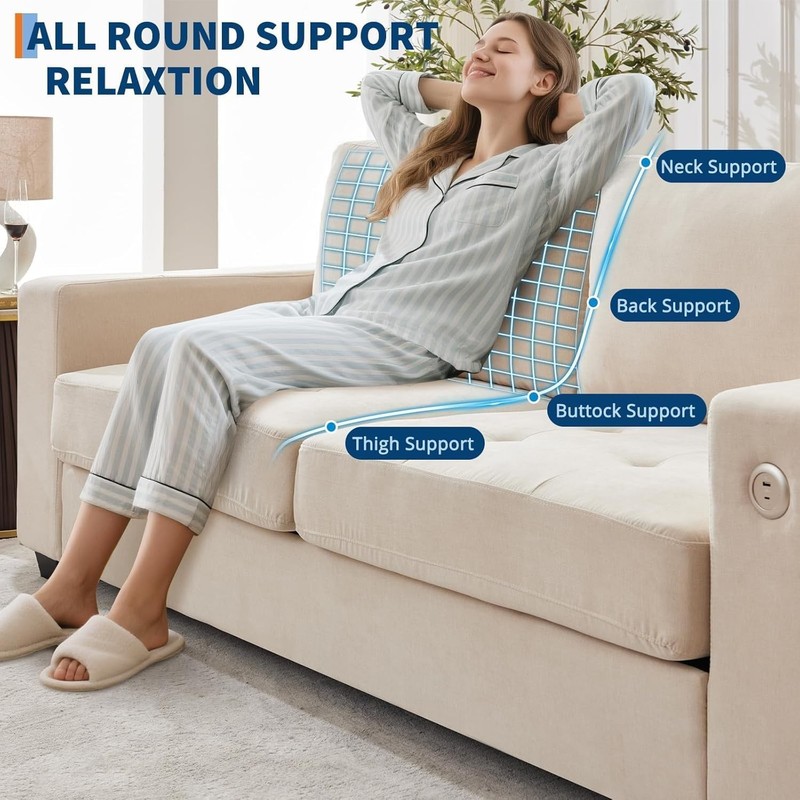90" Oversized Sofa Comfy Deep Seat Chenille Upholstered Cloud Couch No Assembly gallery