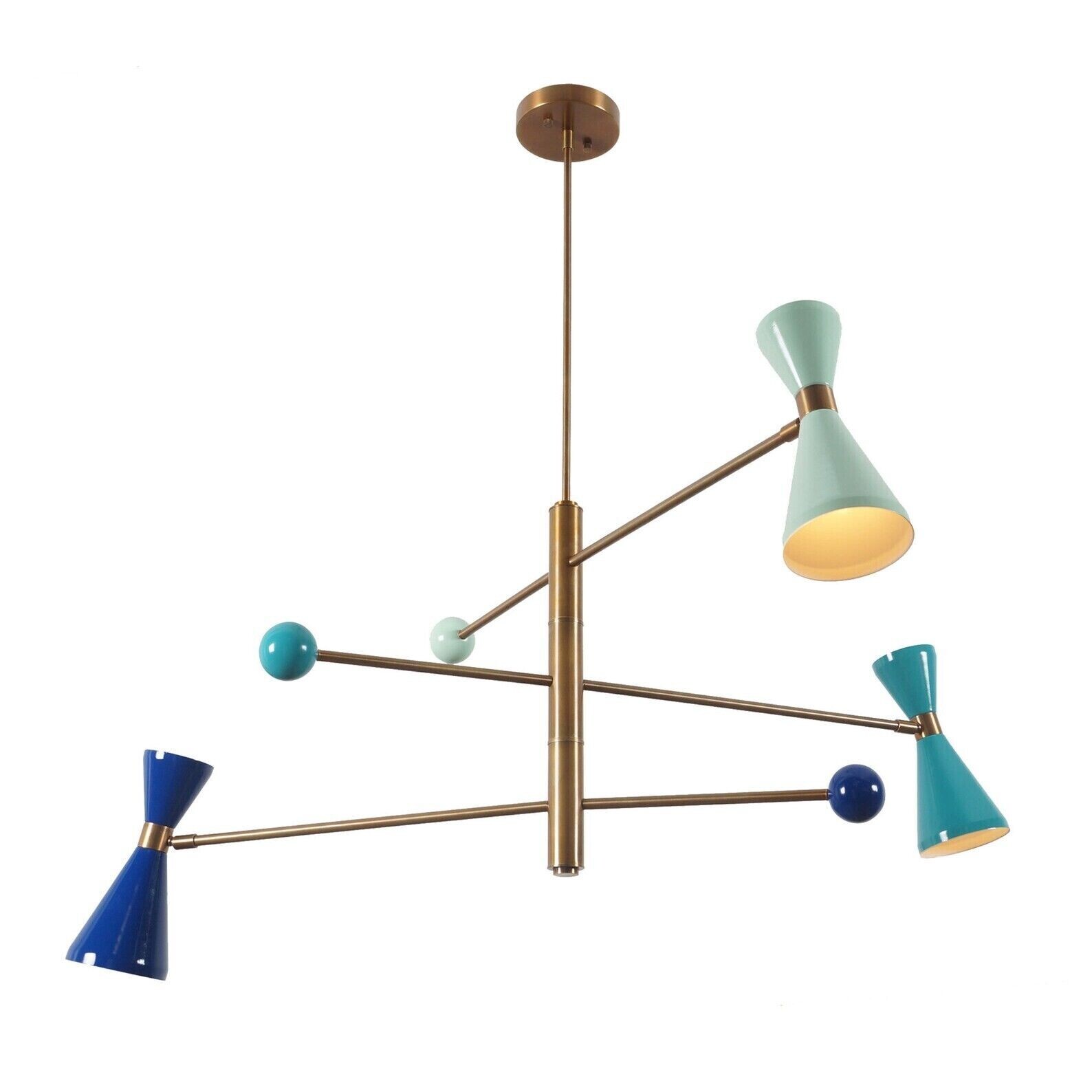 3 Light Stilnovo Style Multi Color Shade Sputnik Chandelier Light Fixture gallery