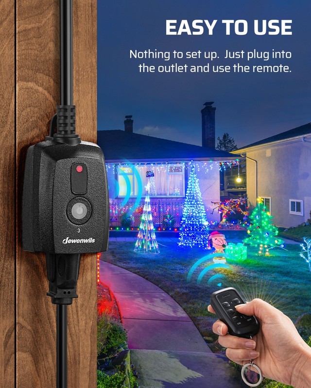 DEWENWILS Outdoor Remote Control Outlet,1 Remote 3 Outlets, Weatherproof, 125V gallery