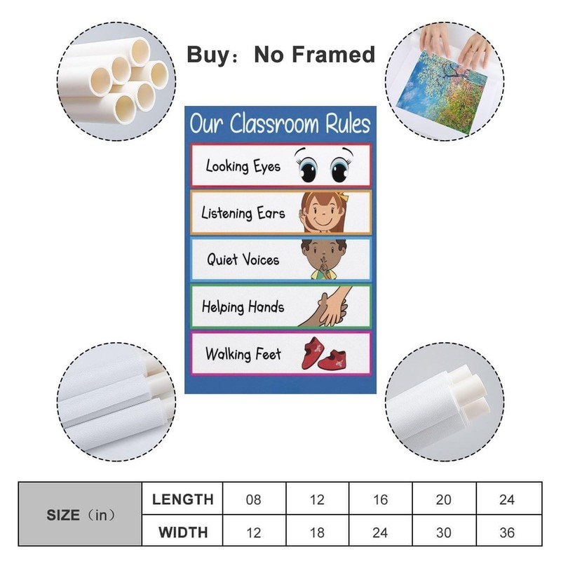 ZHAOYZZY Preschool Classroom Rules Poster 18"L x 12"W, Style-3 gallery