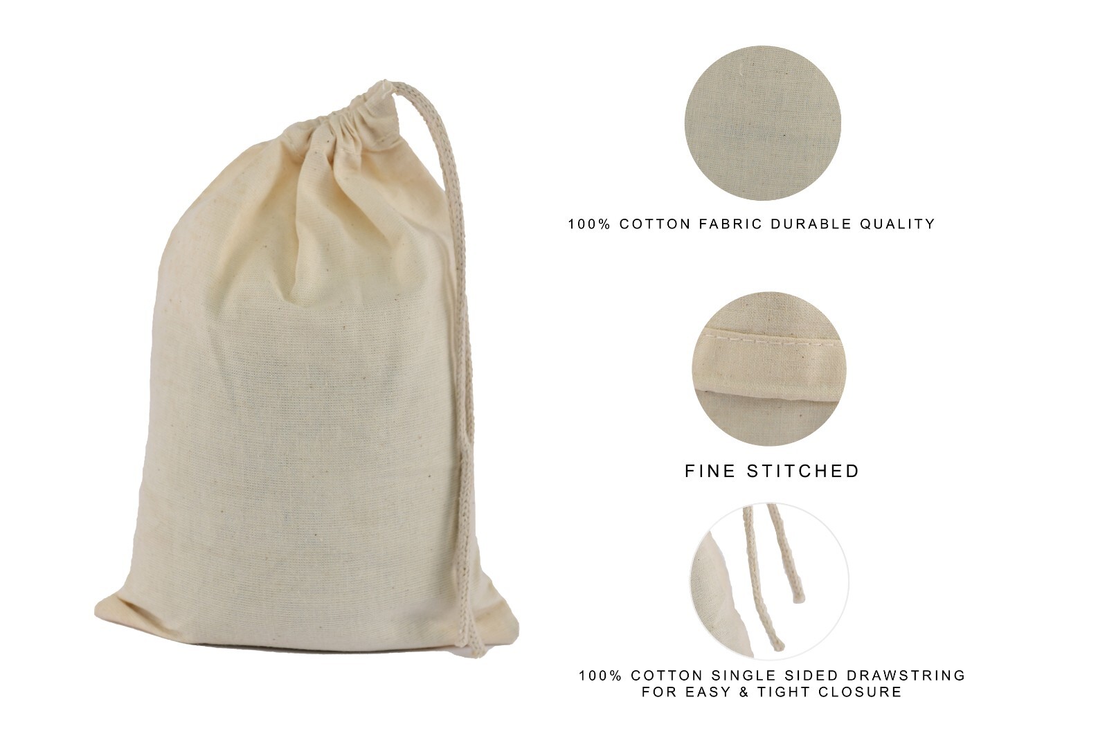 100% Cotton Reusable Produce Bags–Single Drawstring Multipurpose Storage Pouches gallery