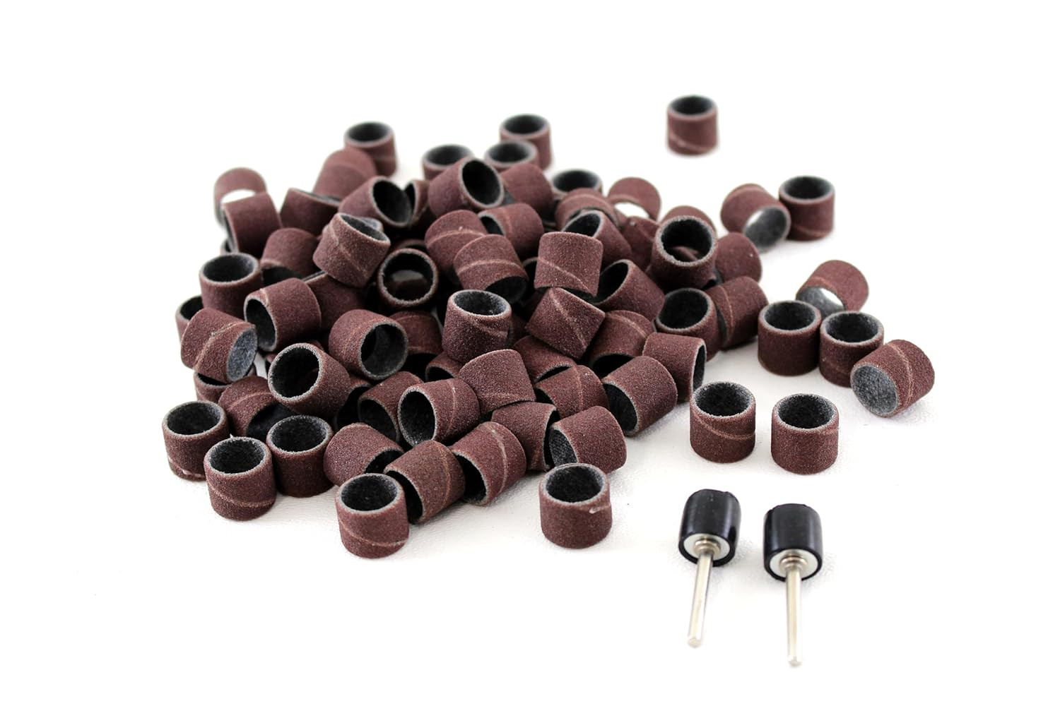 100 Pc 1/2 Inch Sand Drum Grit 60 Coarse with 2 Pc 1/8 Inch Mandrel for Dremel R gallery