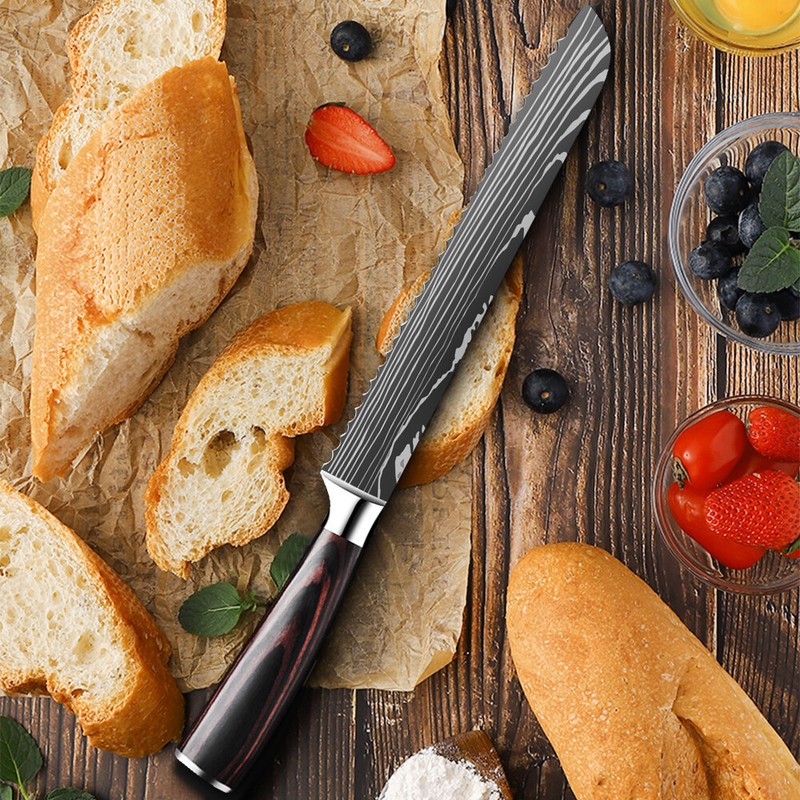 Bread Knife 8 inch Serrated Ultra Sharp Carbon Steel Kitchen Chef Bread Knife gallery