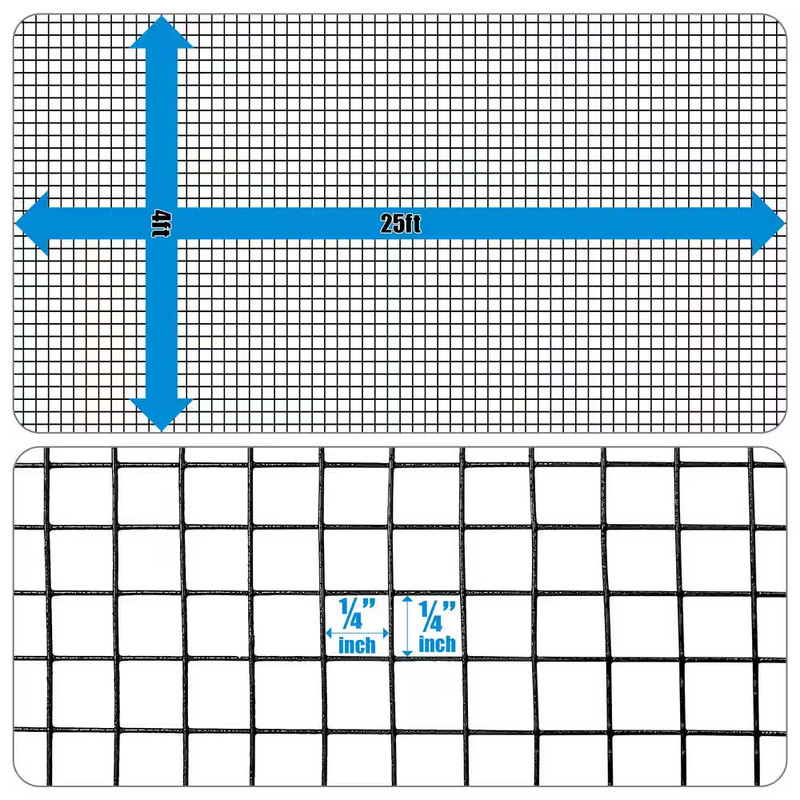 Fencer Wire Hardware Cloth 1/4in Mesh 4x25ft Black Vinyl Coated Fence Roll 23ga gallery