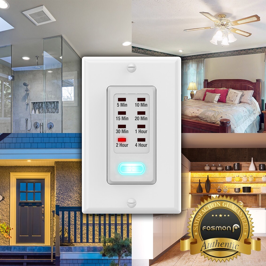 Fosmon In Wall Switch Gang Countdown Programmable Timer Auto Bathroom Fan Light gallery