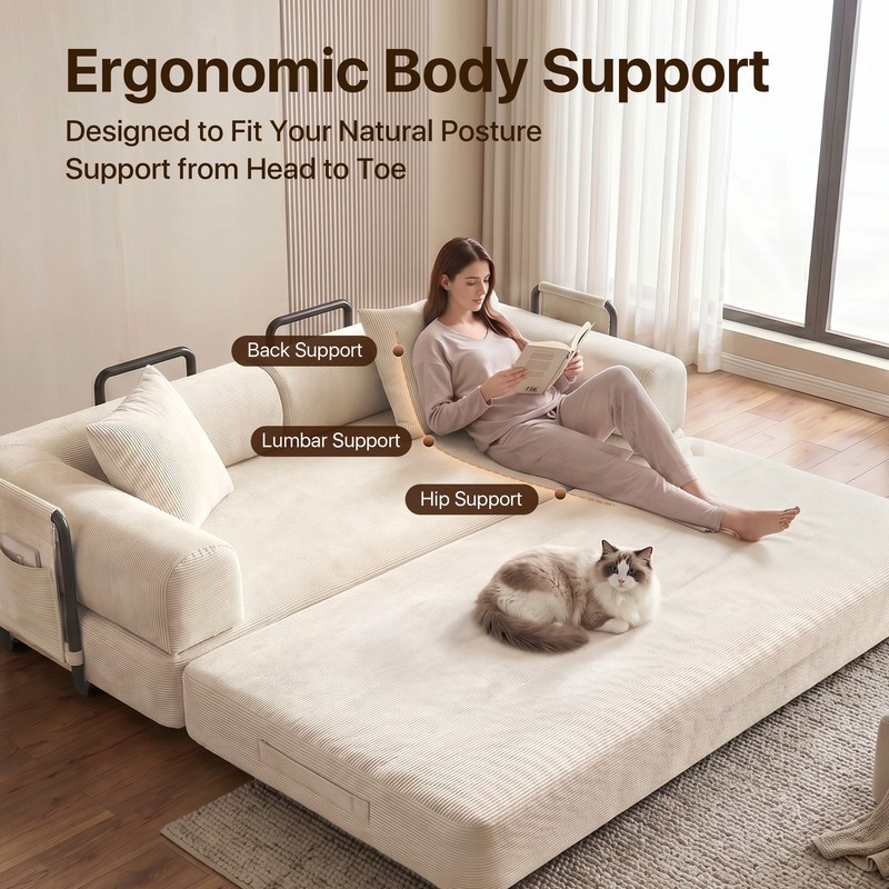 5-in-1 Convertible Sleeper Sofa Bed,4-Seater Floor Couch with Fixed-Shape Frame gallery