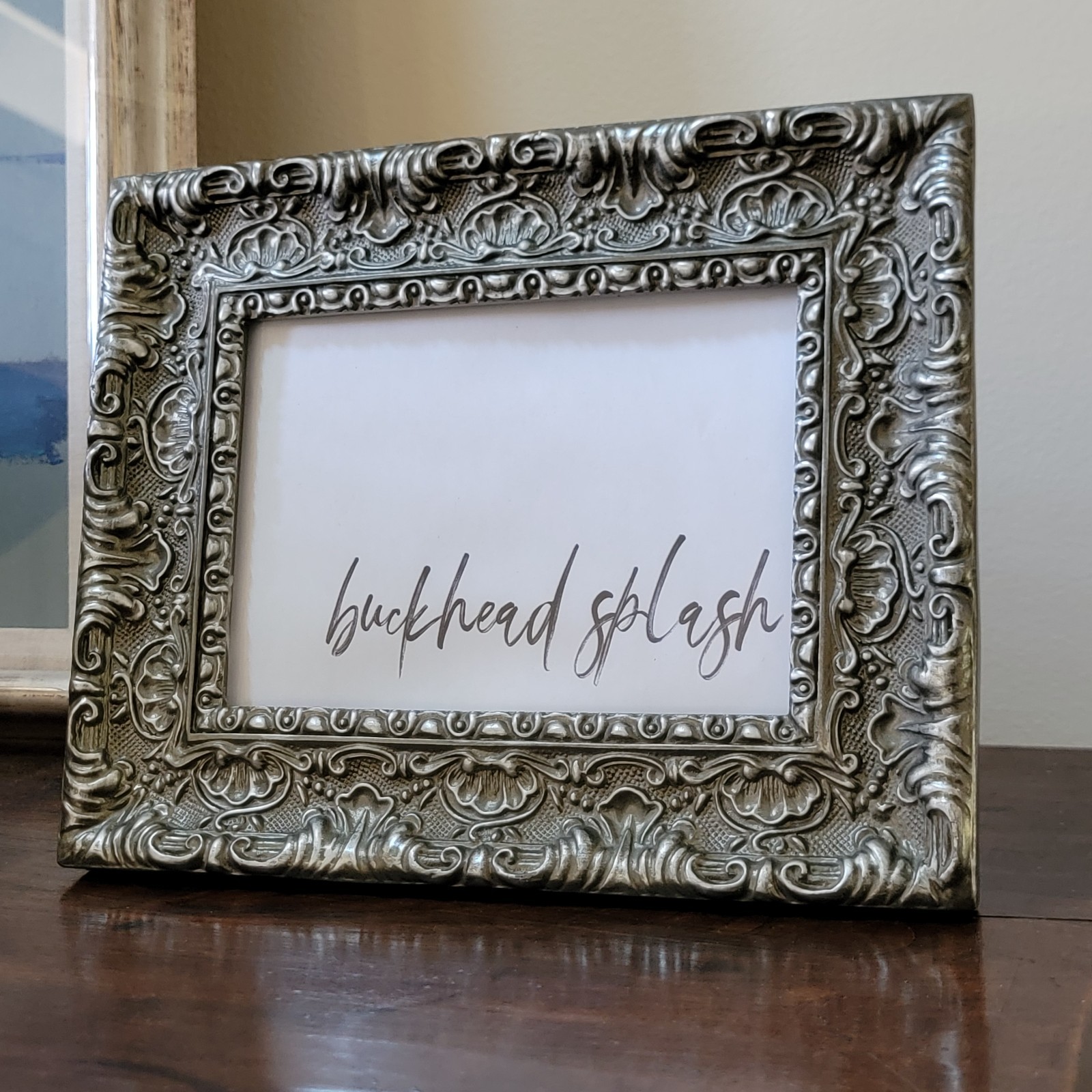 Picture Frame 4x6 Photo Display Silver Ornate Regal Felt Back Rear Loading 4x6" gallery