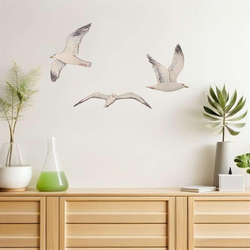 3 Pcs Wall Decorations for Bathroom Coastal Seagull Nautical Ocean Art gallery