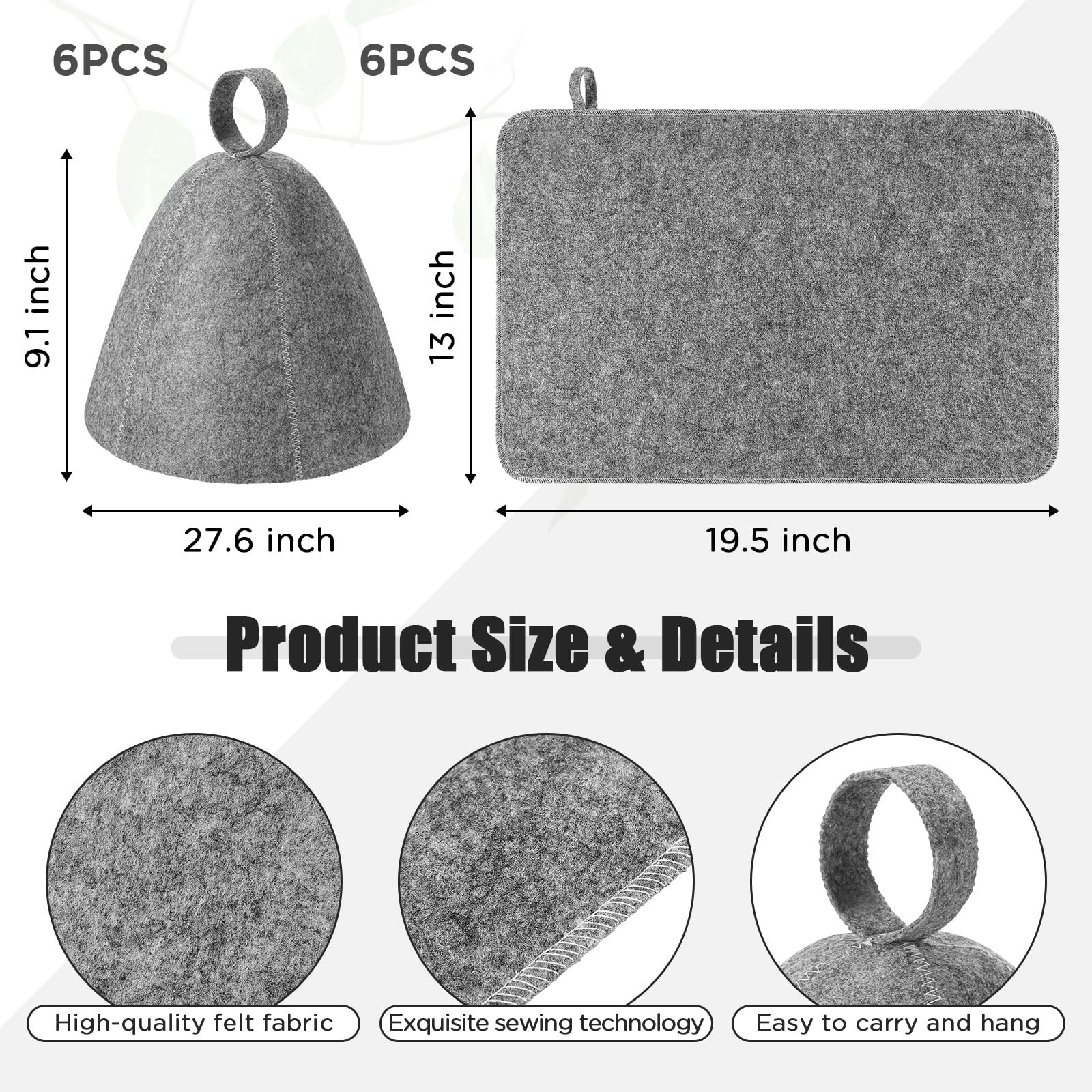 12 Pcs Sauna Hat Natural Wool Sauna Cap for Men and Women Saunas Accessories ... gallery