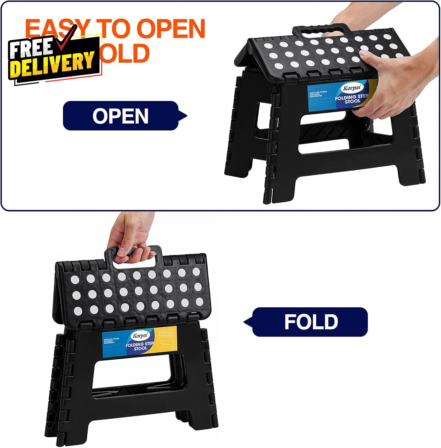 9 Folding Step Stool for Adults Kids Non-Slip Folding Stools with Portable H.... gallery