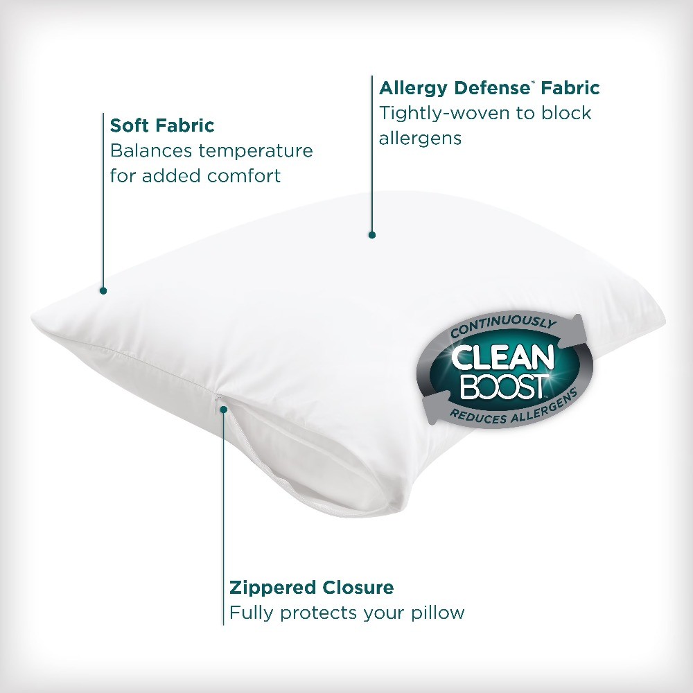 Soft & Clean Bed Pillow Cover Protector, King - Zippered, Allergy Defense gallery