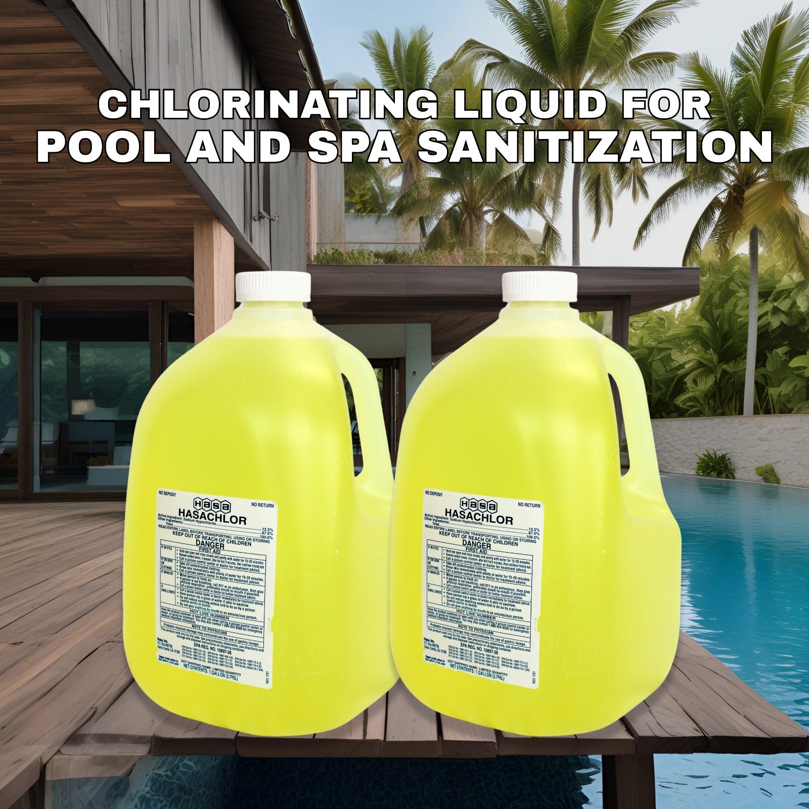 HASA Liquid Chlorine 12.5% Liquid Pool Shock | USA Made Commercial Grade 2 Pack gallery