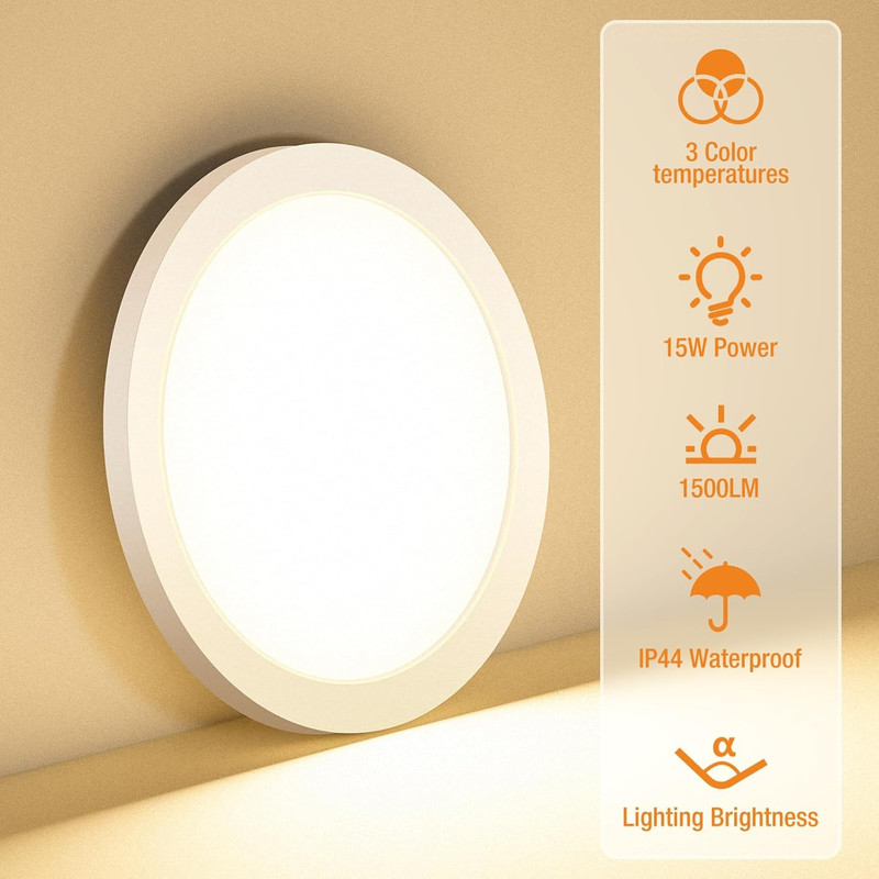 Flush Mount Ceiling Light Fixtures - 3000K-4000K-6500K & 100W Equivalent Flat Le gallery